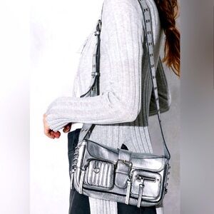 Free People Leather silver crossbody bag
